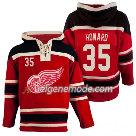 Herren Eishockey Detroit Red Wings Jimmy Howard 35 Rot Sawyer Hooded Sweatshirt